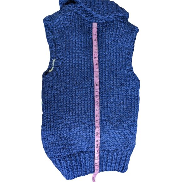 American Eagle Women's chunky Wool blend knit Sweater Vest blue &white Size S - Picture 7 of 9